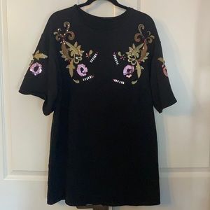 Zara embroidered terry dress